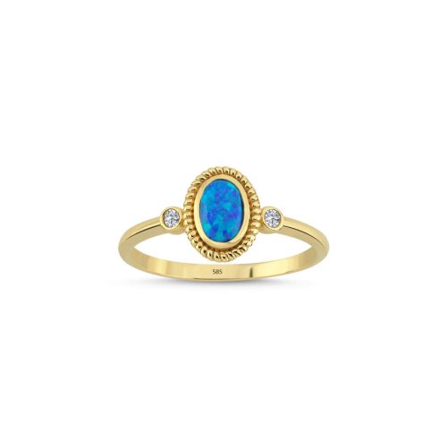 CNG Jewels - 14 Ayar Altın Mavi Opal Taşlı Yüzük