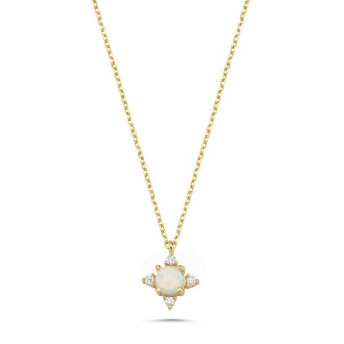 CNG Jewels - 14 Ayar Altın Opal Taşlı Minimal Kutup Yıldızı Kolye