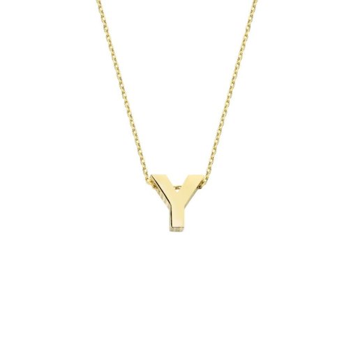 CNG Jewels - 14k Gold İntial Letter Y Necklace