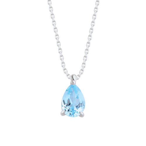 CNG Jewels - Damla Blue Topaz Beyaz Altın Kolye