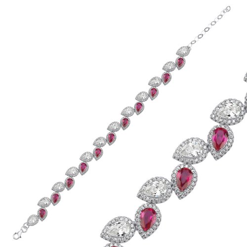 CNG Jewels - Damla Ruby Kadın Gümüş Su Yolu Bileklik