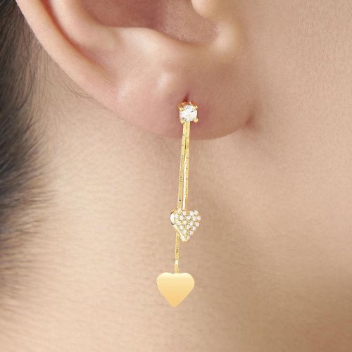 CNG Jewels - Dangle Double Heart Earrings