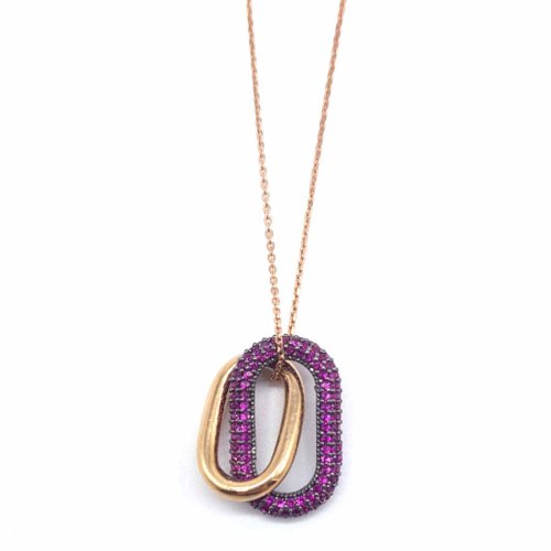 CNG Jewels - İçiçe Oval Halkalı Gümüş Bayan Kolye