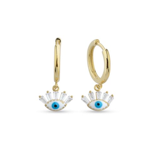 CNG Jewels - Küçük Sallantılı Eyelash Gold Gümüş Kadın Küpe