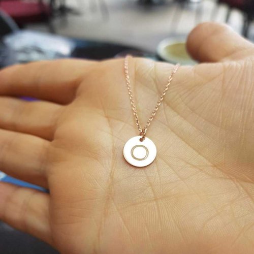 CNG Jewels - O Harfi Rose Minimal Plaka Gümüş Kadın Kolye