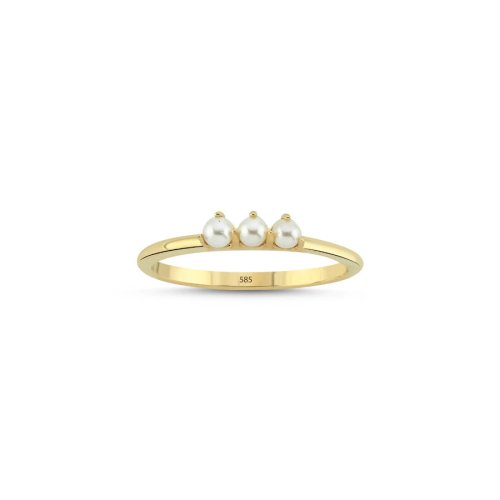 CNG Jewels - Thin Trend Gold Ring with Small Three Pearls