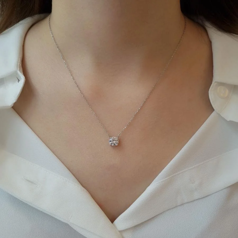 1 Karat Tektaş Gümüş Kolye - 2