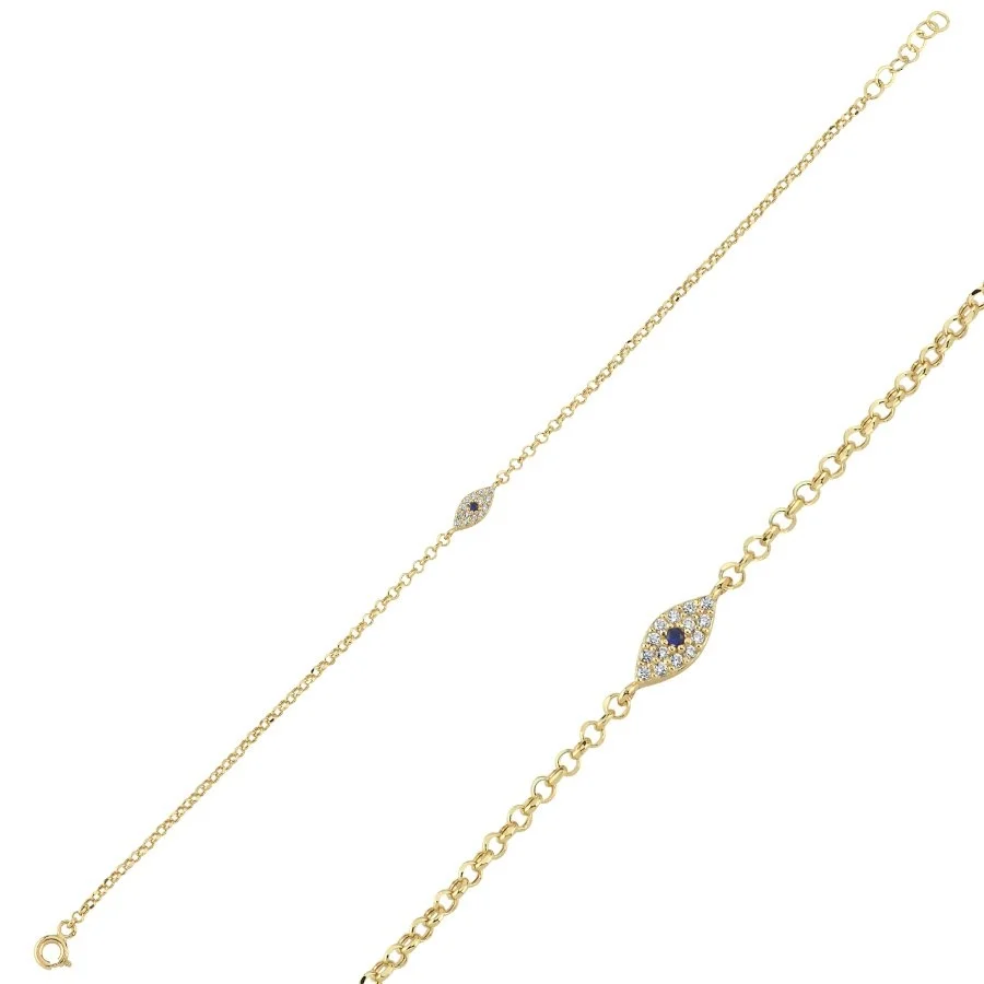 14 Ayar Altın Badem Göz Nazar Boncuğu Bileklik - 1