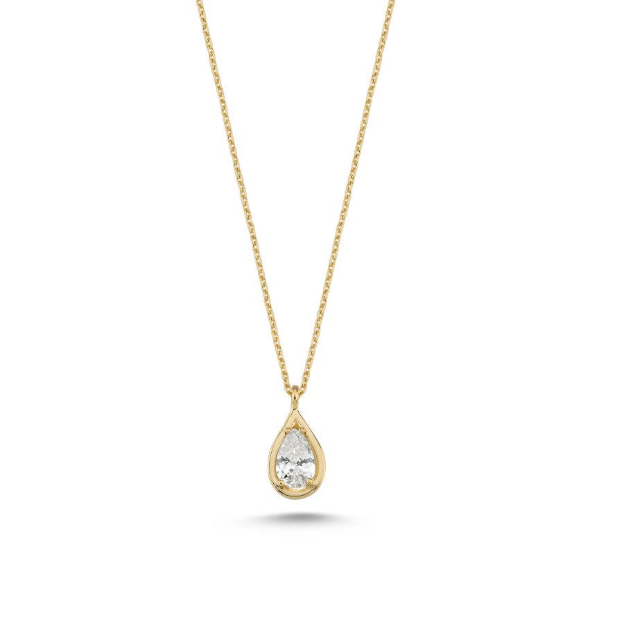 14 Ayar Altın Damla Taşlı Kolye - CNG Jewels