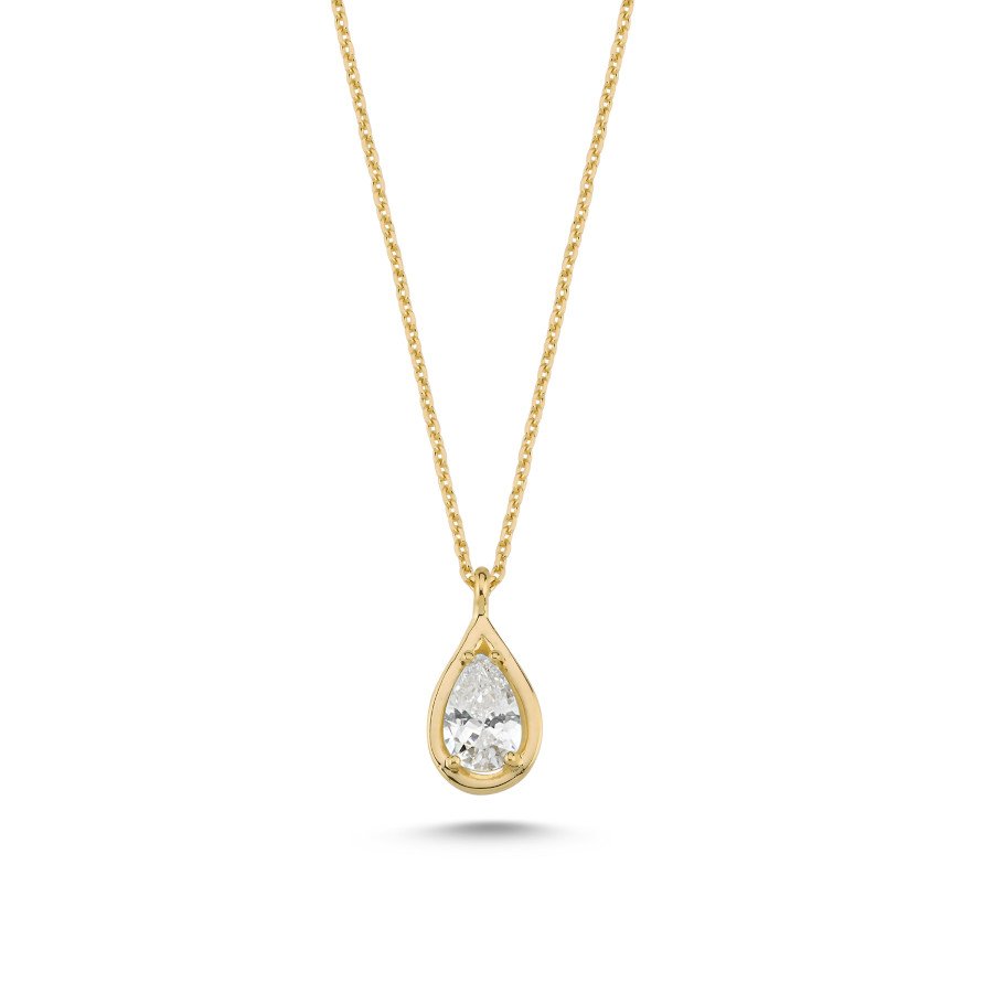 14 Ayar Altın Damla Taşlı Kolye - CNG Jewels