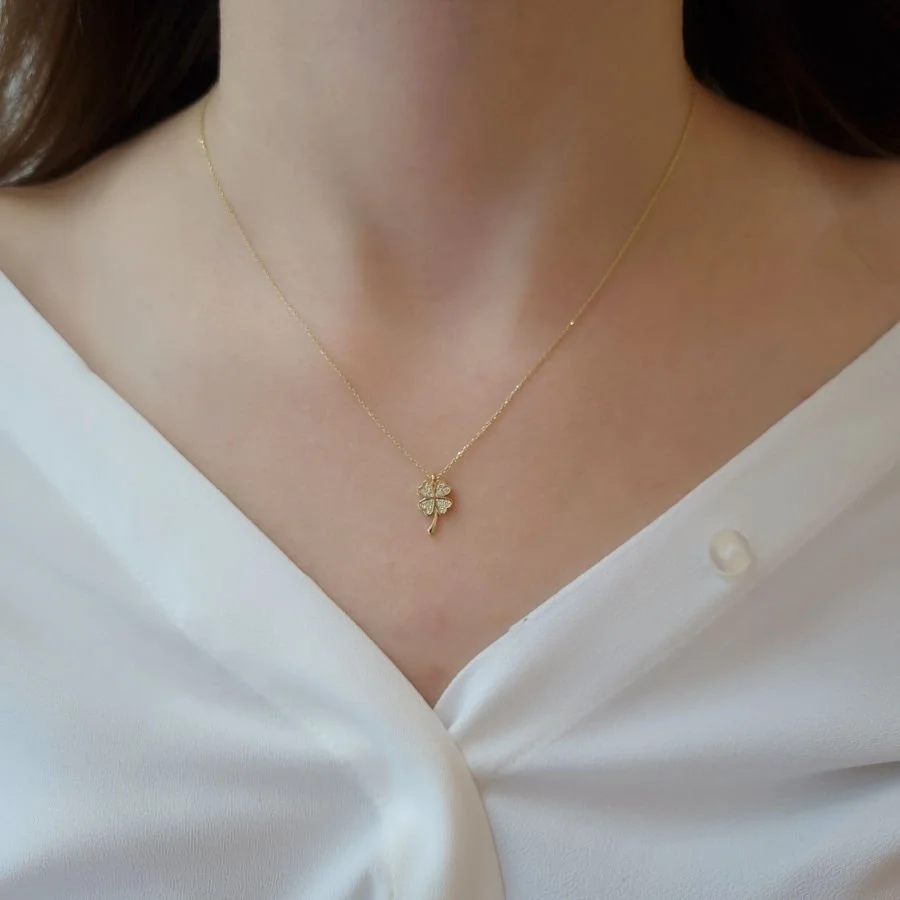 Four Leaf Clover Gold Necklace - 3