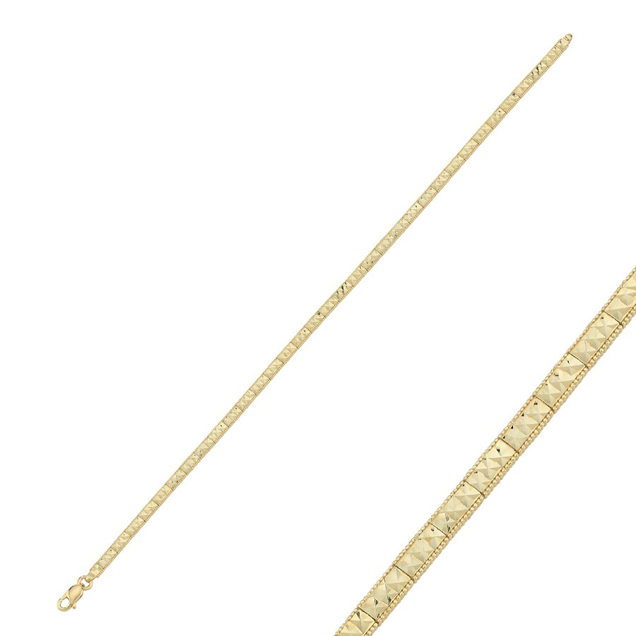 14 Ayar Altın Kalemli Taşsız Su Yolu Bileklik - CNG Jewels