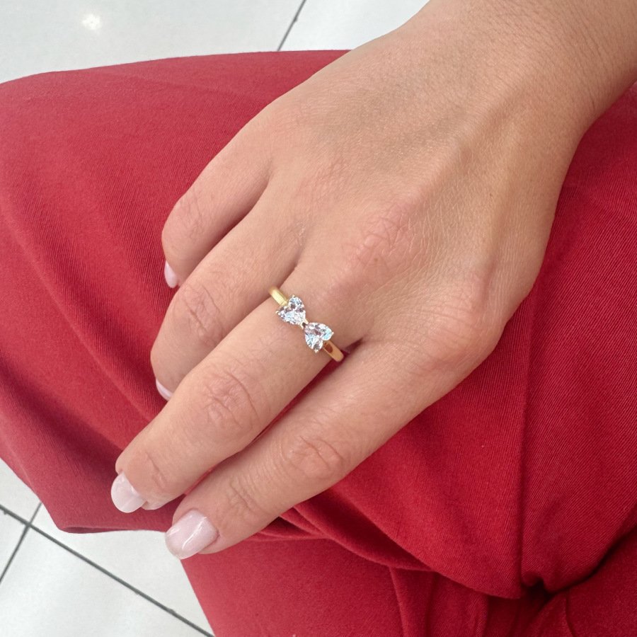 14 Ayar Altın Kalp Fiyonk Yüzük - CNG Jewels (1)