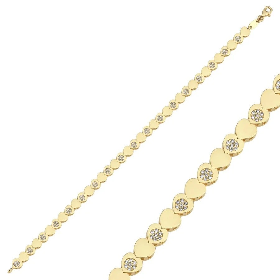 14 Ayar Altın Kalp Su Yolu Bileklik - 1