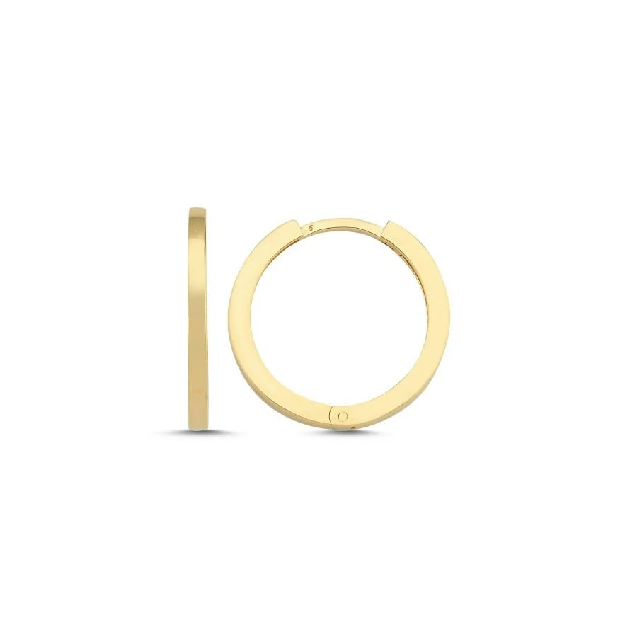 14 Ayar Altın Köşeli Halka Küpe 20mm Çap - 1