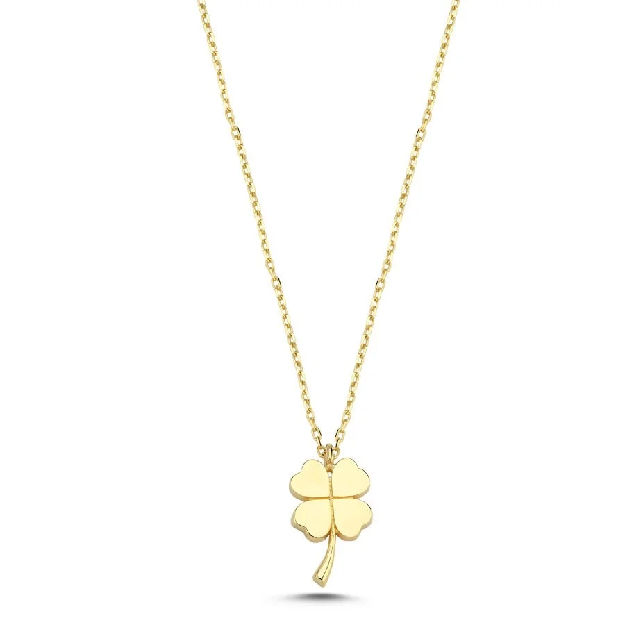 Four Leaf Clover Minimal Gold Necklace - 1