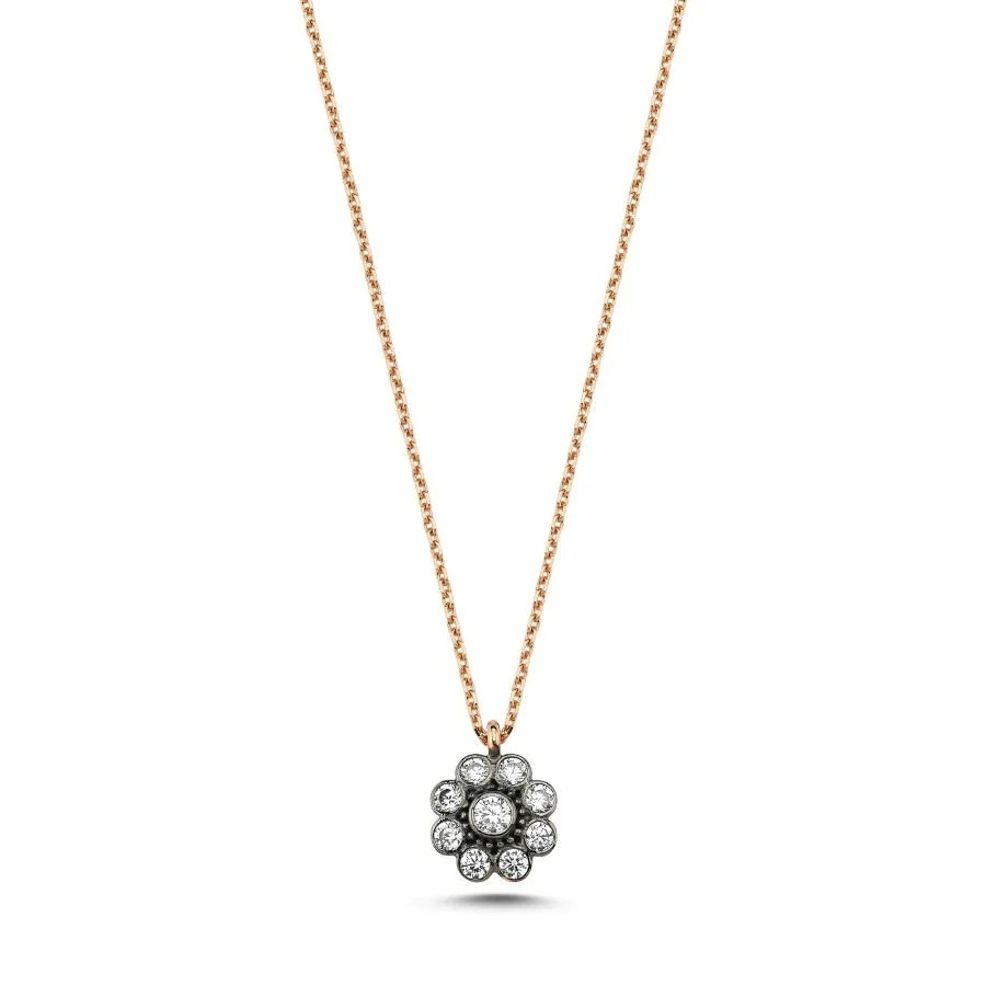 Small Rose Diamond Model Gold Necklace - 1