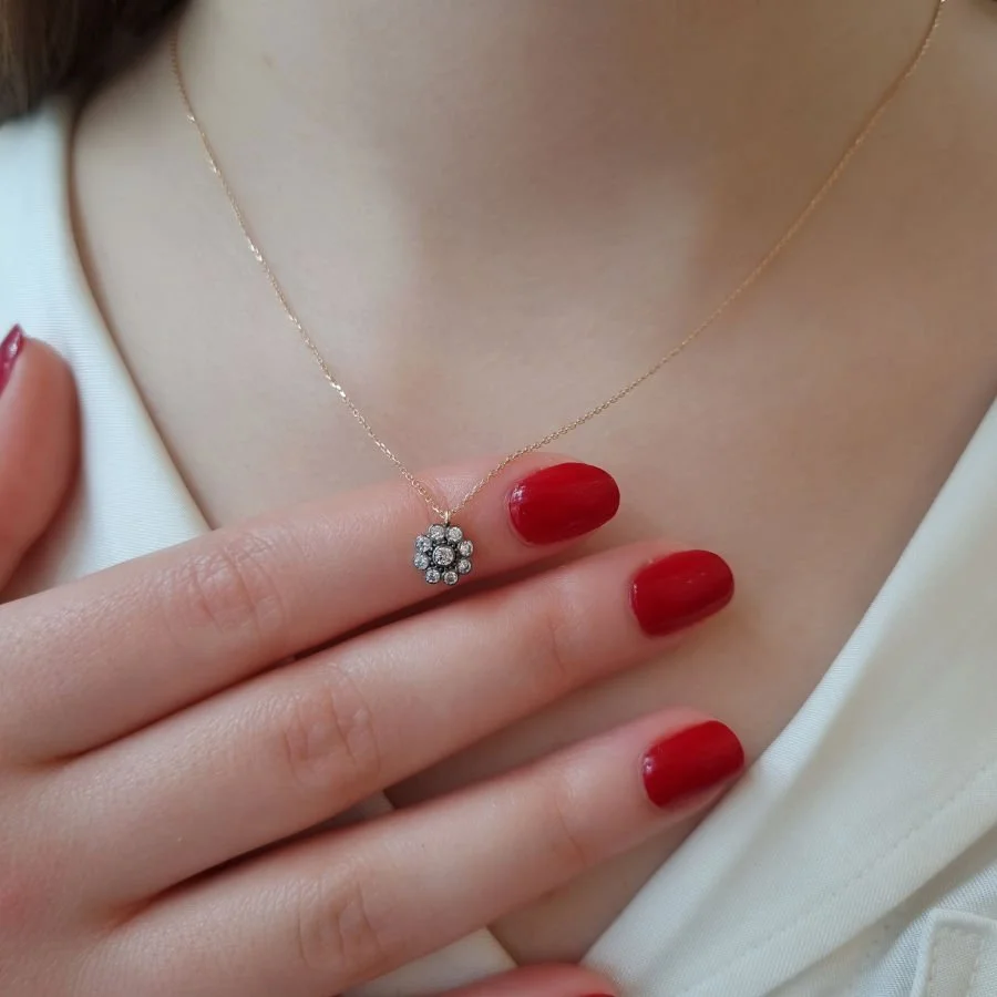 Small Rose Diamond Model Gold Necklace - 3