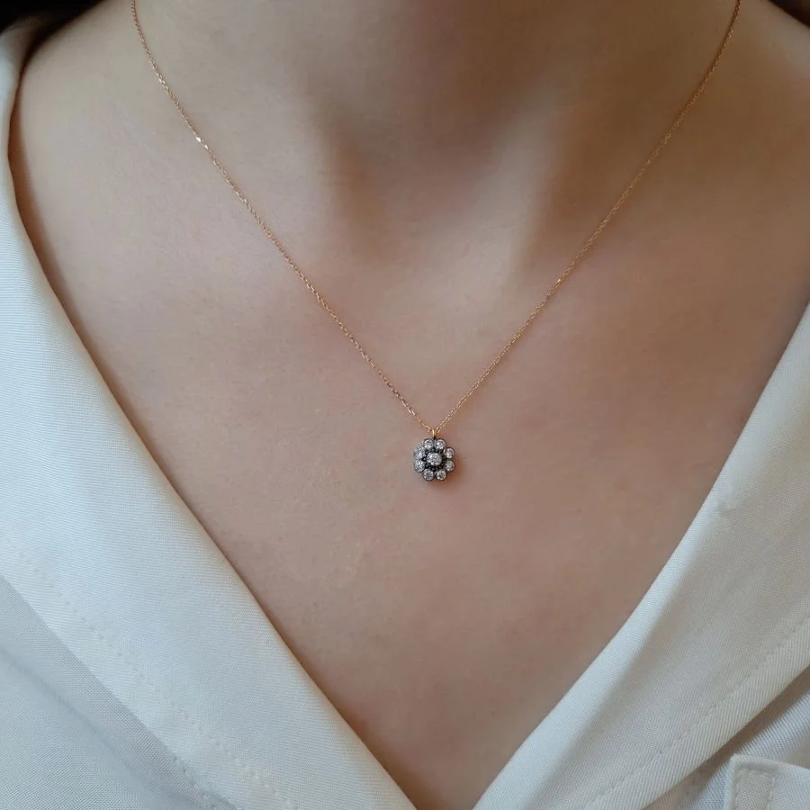 Small Rose Diamond Model Gold Necklace - 2