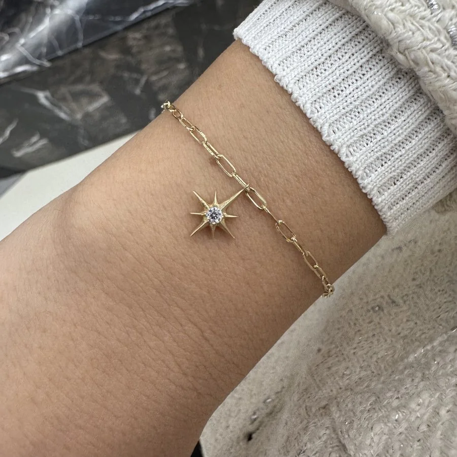 14 Ayar Altın Kutup Yıldızı Charm Bileklik - 2