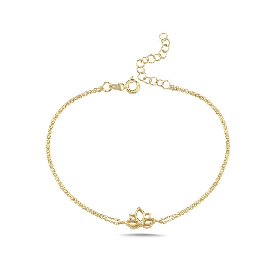 14 Ayar Altın Lotus Bileklik - 2