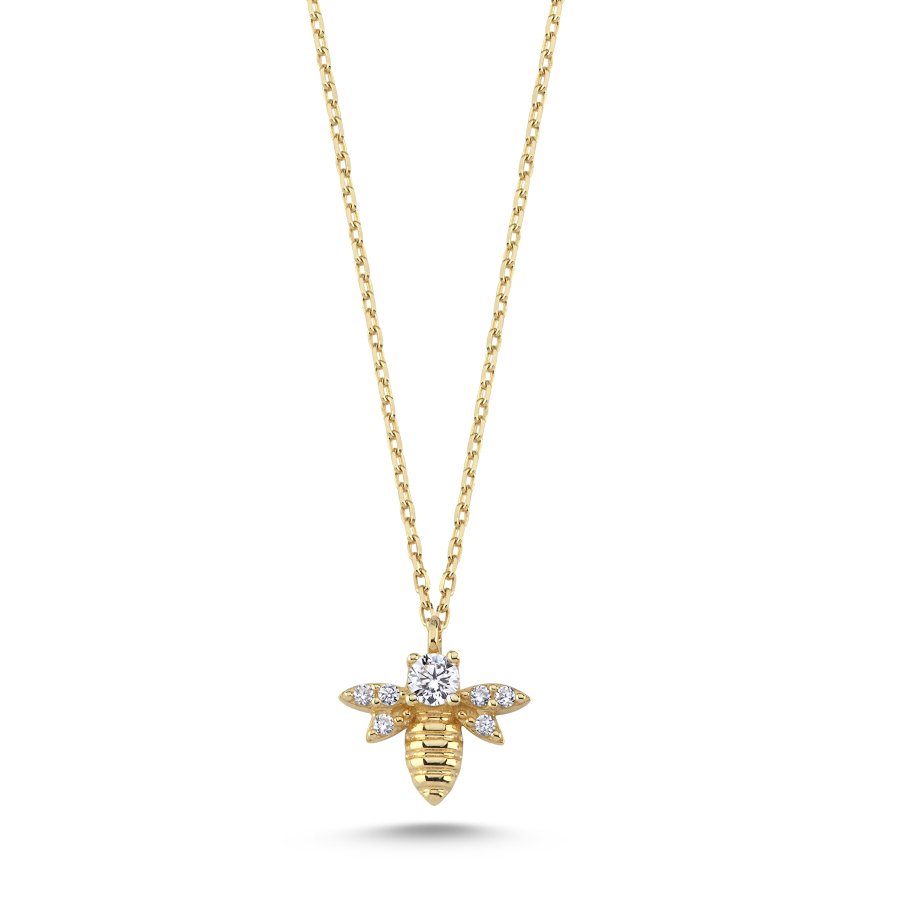 14 Ayar Altın Minimal Arı Kolye - CNG Jewels