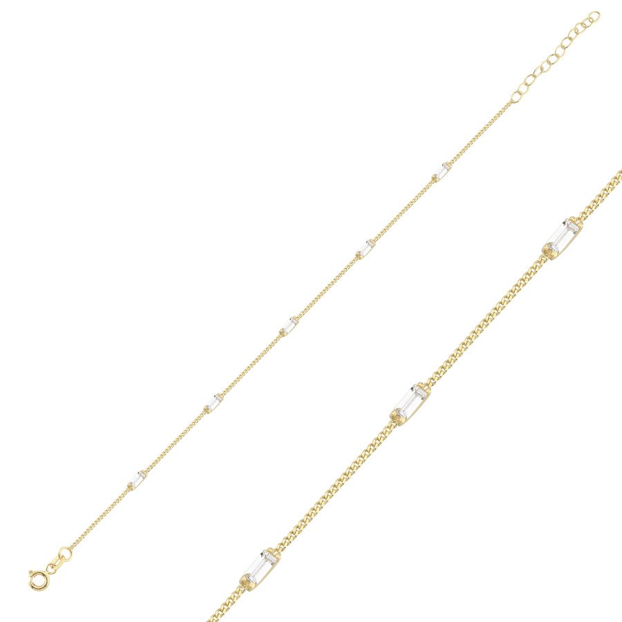 14 Ayar Altın Minimal Baget Taşlı Bileklik - CNG Jewels