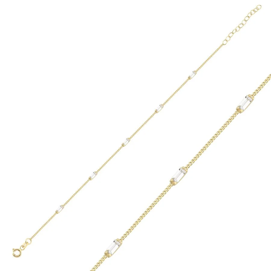 14 Ayar Altın Minimal Baget Taşlı Bileklik - 1