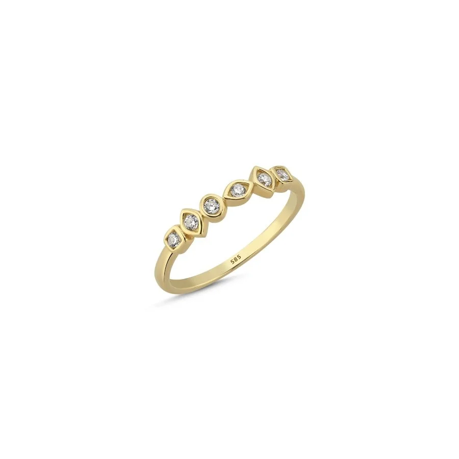 14K Gold Minimal Hexagon Ring - 1