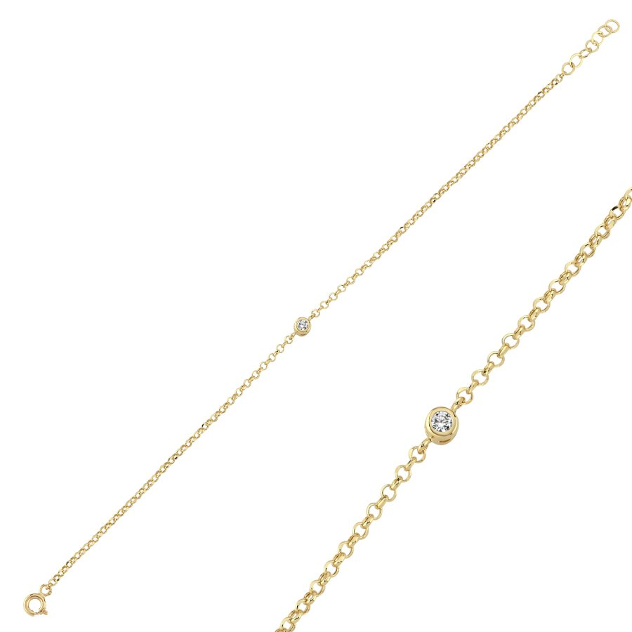 14 Ayar Altın Minimal Tektaş Bileklik - CNG Jewels