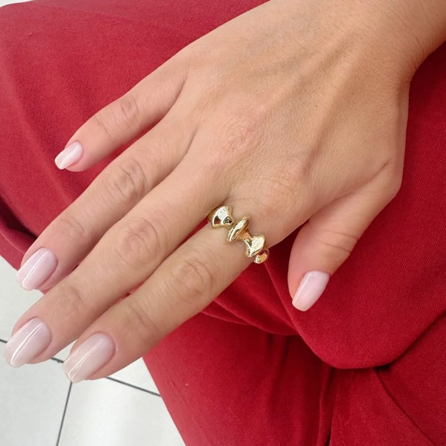 14 Ayar Altın Modern Tasarım Yumruk Yüzük - 2