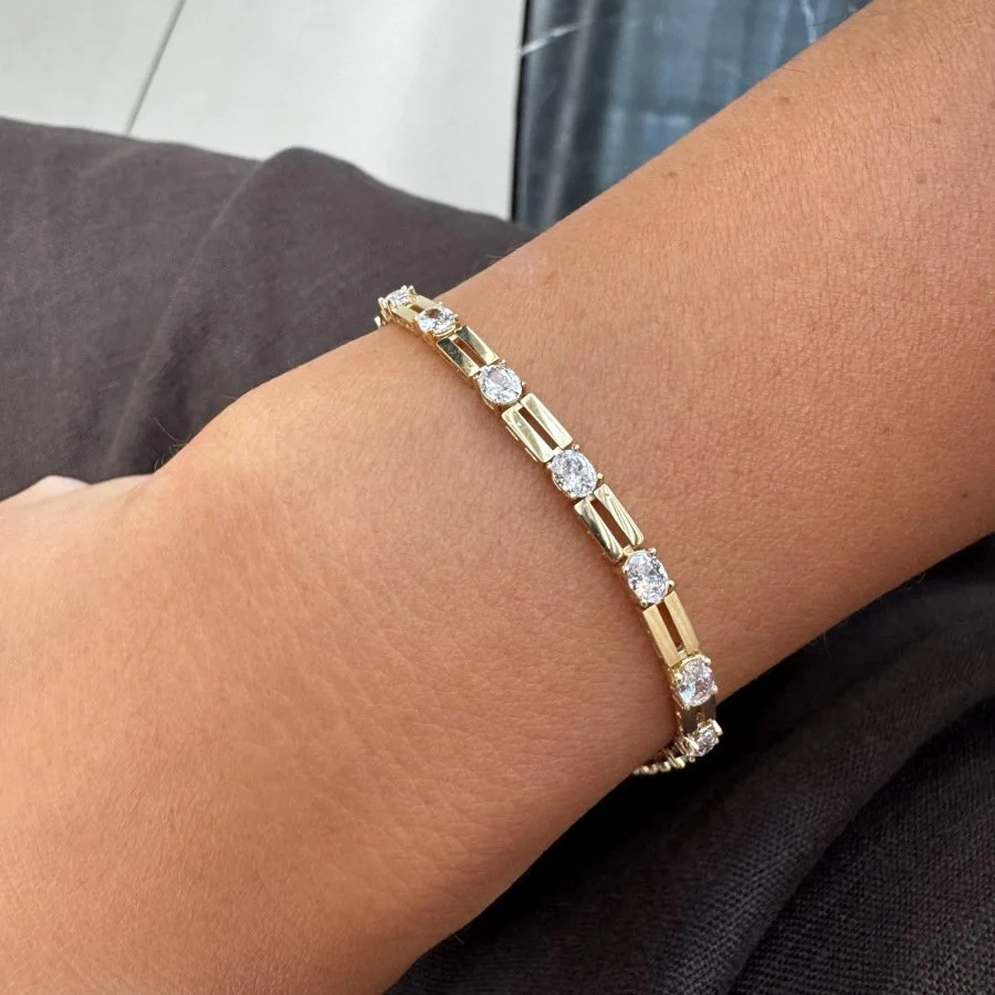 14 Ayar Altın Oval Taşlı Işık Seli Su Yolu Bileklik - 2