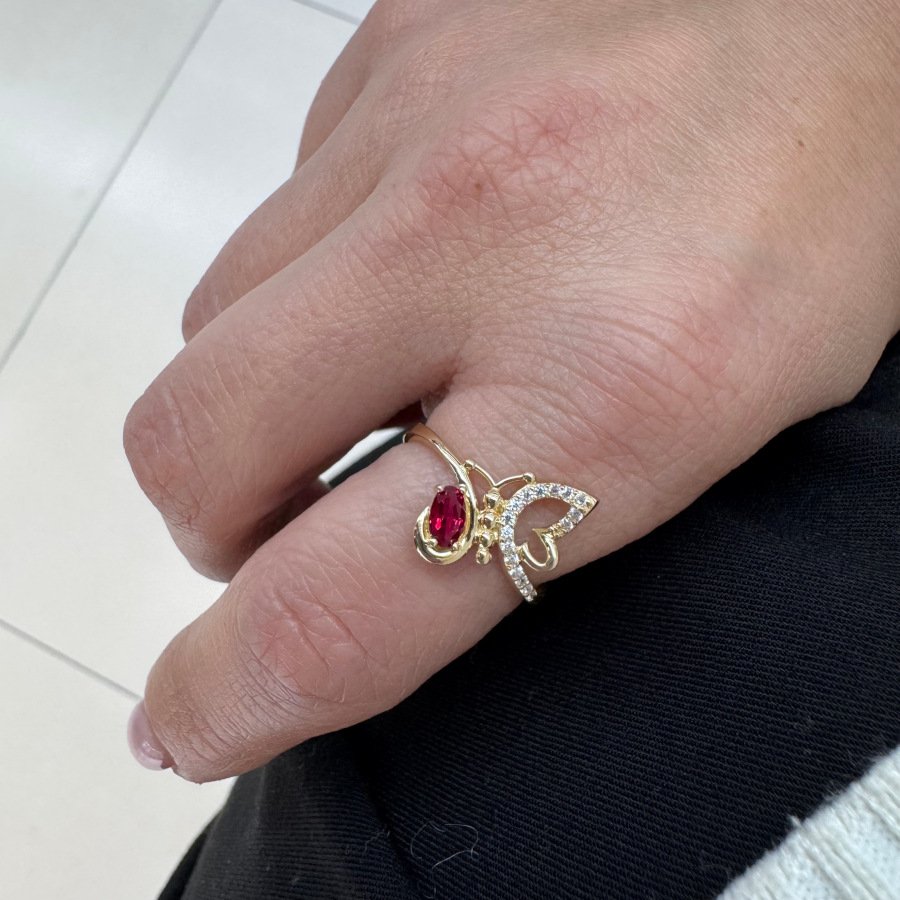 14 Ayar Altın Ruby Kelebek Tasarım Yüzük - CNG Jewels (1)
