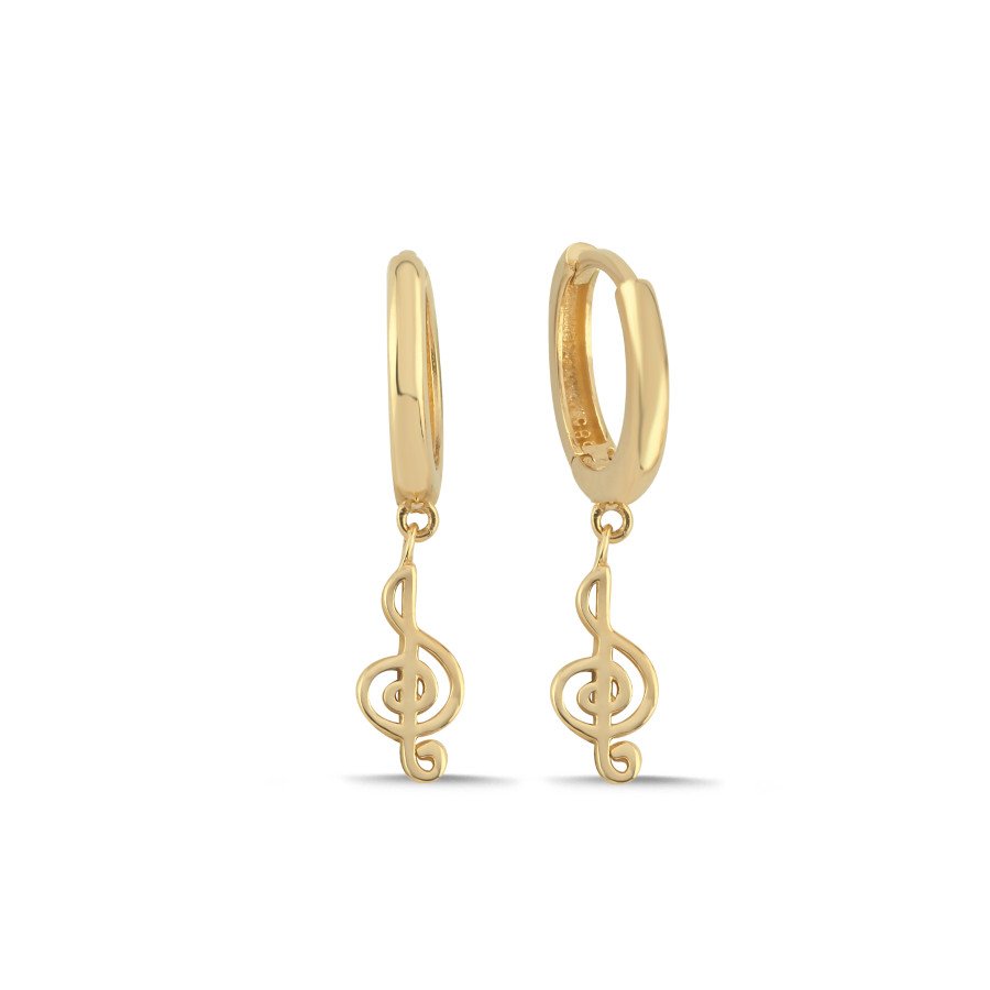 14 Ayar Altın Sallantalı Sol Anahtarı Küpe - CNG Jewels