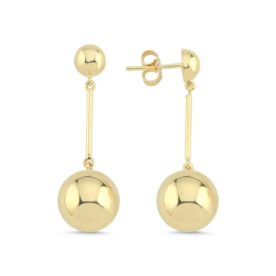 14 Ayar Altın Sallantılı Büyük Top Küpe - 1