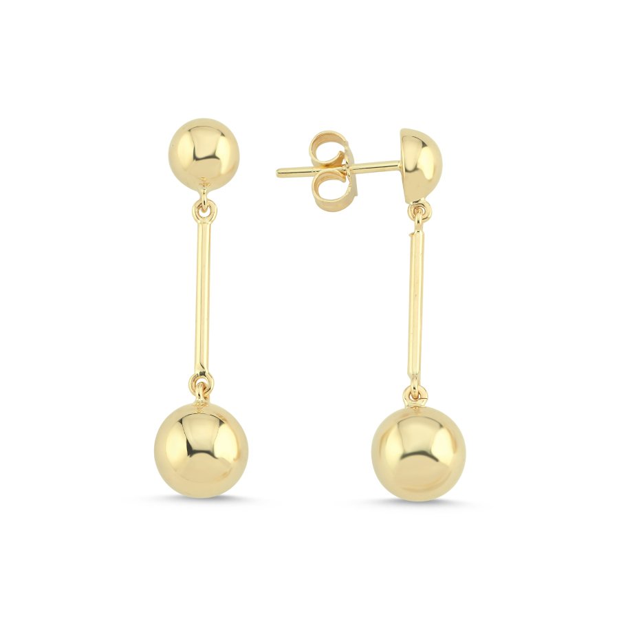 14 Ayar Altın Sallantılı Küçük Top Küpe - CNG Jewels