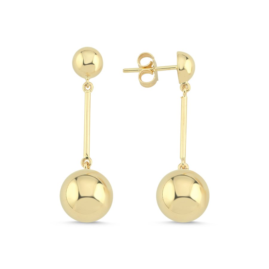 14 Ayar Altın Sallantılı Top Küpe - CNG Jewels