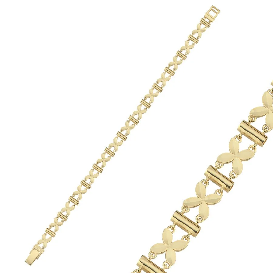 14 Ayar Altın Tasarım Parlak Kelebek Bileklik - 1