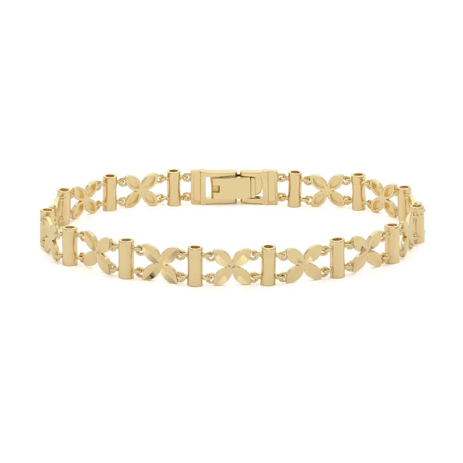 14 Ayar Altın Tasarım Parlak Kelebek Bileklik - 2