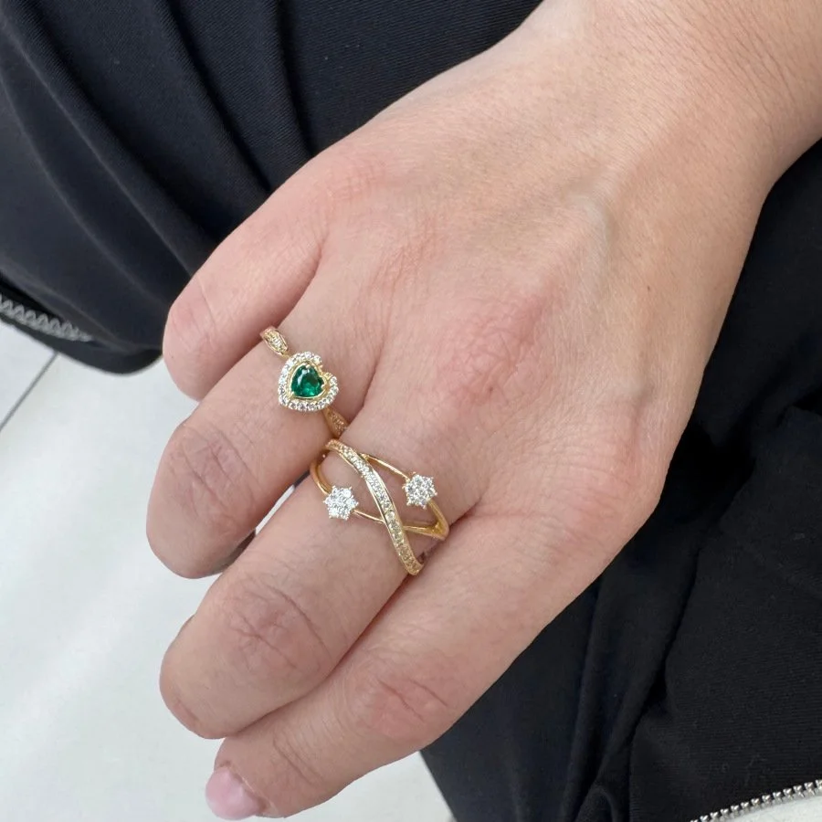 14 Ayar Altın Taşlı Sarmal Tasarım Yüzük - 2