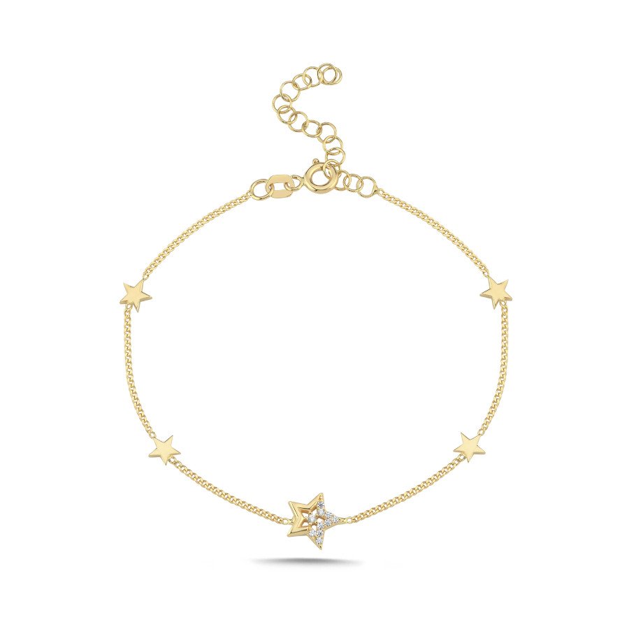 14 Ayar Altın Taşlı Yıldız Bileklik - CNG Jewels (1)