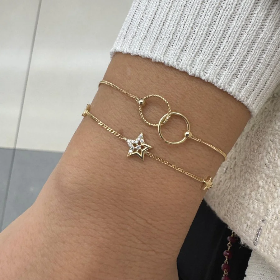 14 Ayar Altın Taşlı Yıldız Bileklik - 2