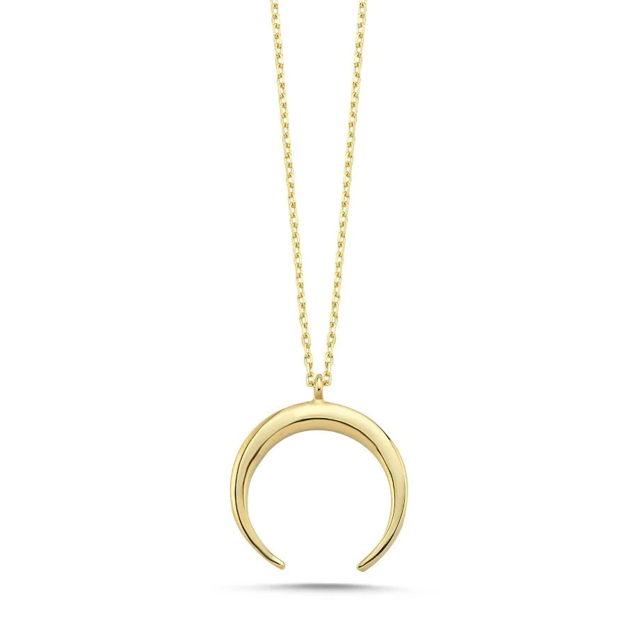 14K Gold Inverted Crescent Necklace - 1