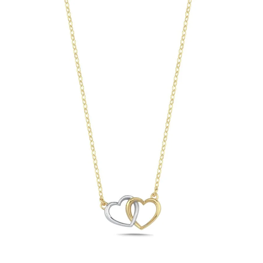 14 Ayar Altın Twin Kalp Kolye - 1