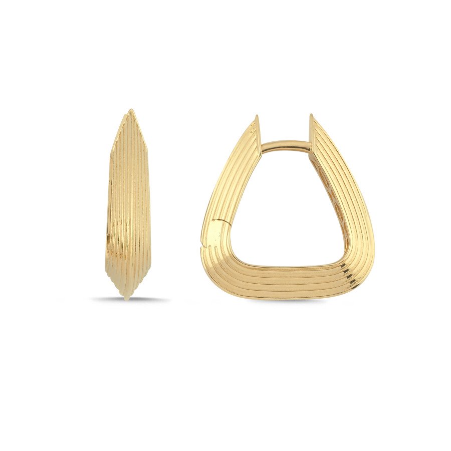 14 Ayar Altın Üçgen Halka Küpe - CNG Jewels