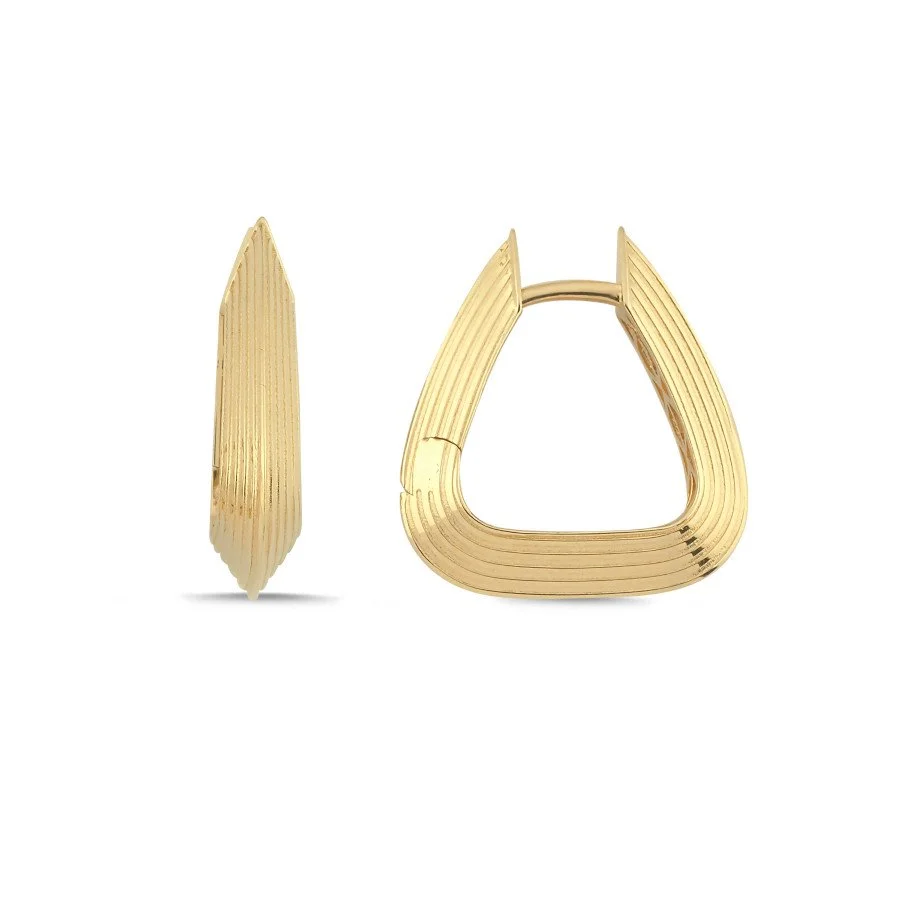 14 Ayar Altın Üçgen Halka Küpe - 1