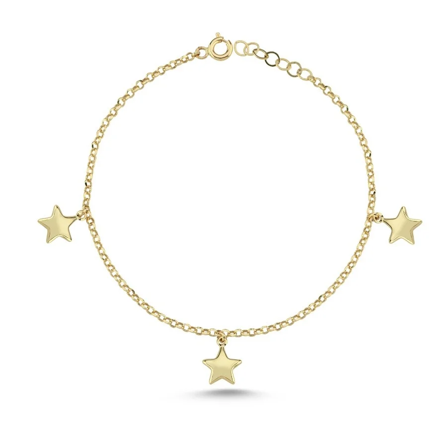 14 Ayar Altın Yıldız Charm Bileklik - 1