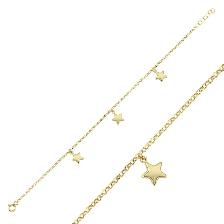 14 Ayar Altın Yıldız Charm Bileklik - 2