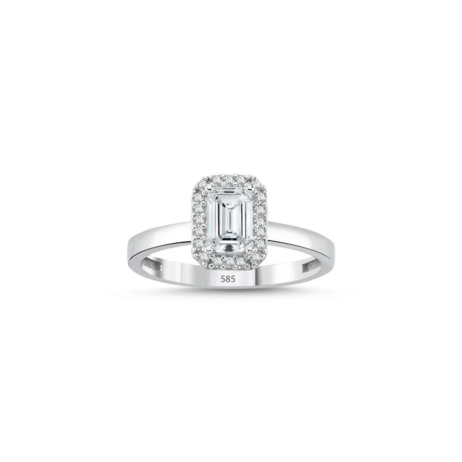14K White Gold Baguette Solitaire Ring - 1