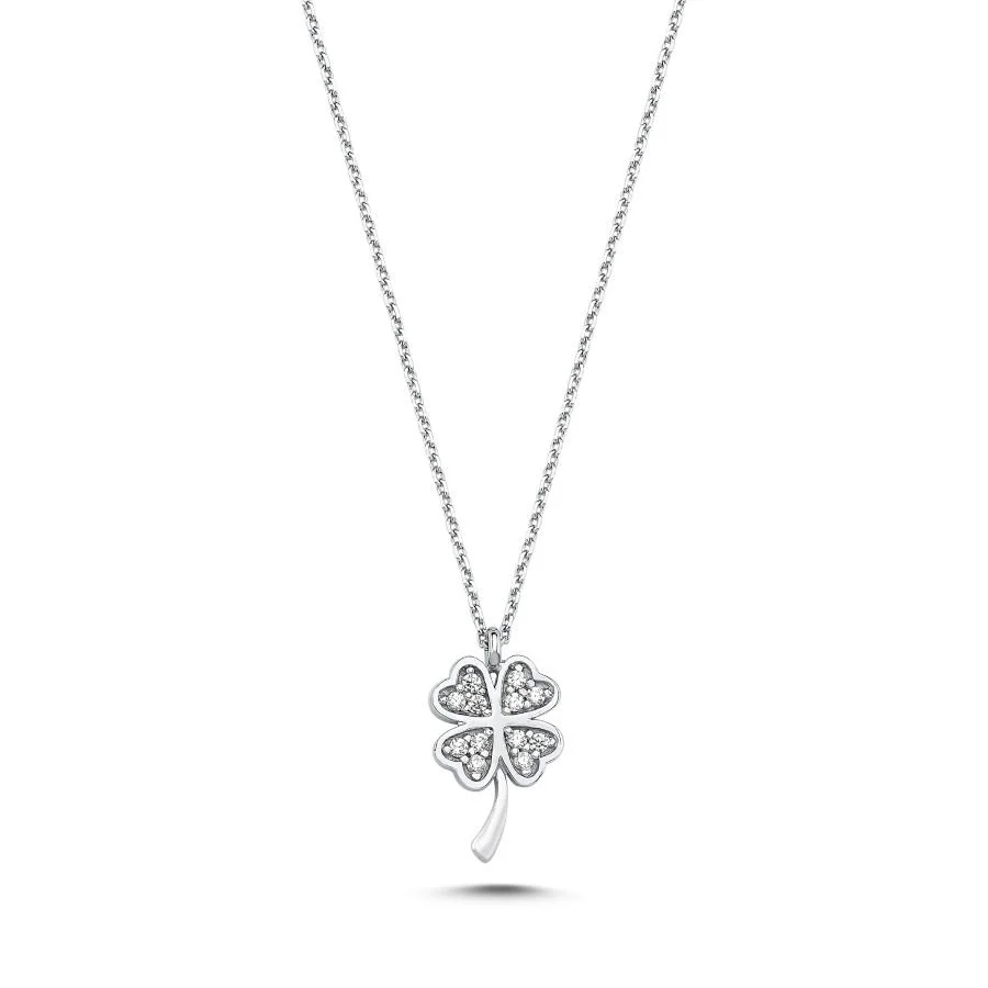 Four Leaf Clover White Gold Necklace - 1